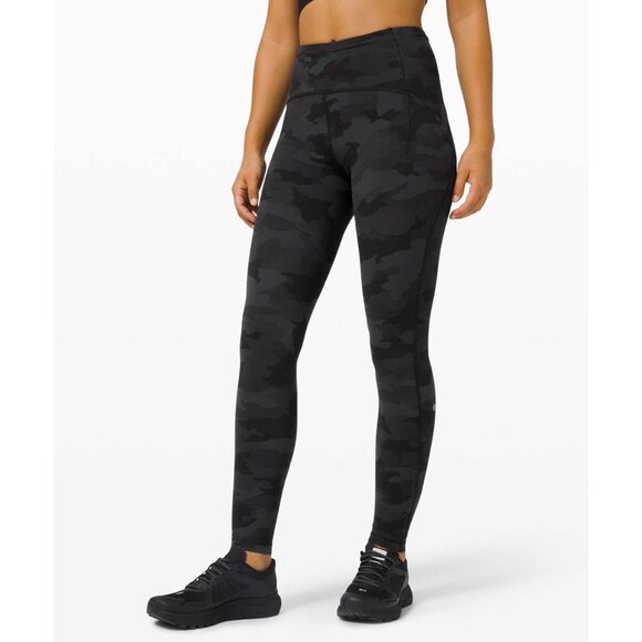 lululemon athletica Pants - Lululemon womens dark gray black camo casual Swift Speed High-Rise Tight size 6